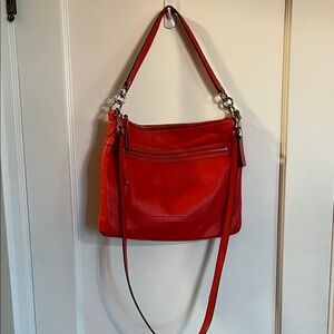Coach pink/Red poppy Perri Hippie Leather Shoulder Bag